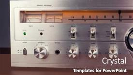  Presentation with audio - Theme with vintage-audio-stereo-receiver background and a tawny brown colored foreground