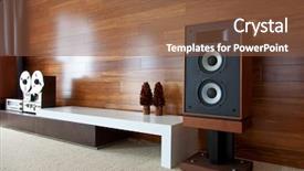  Presentation with minimalistic - Slides featuring vintage audio system in minimalistic background and a tawny brown colored foreground