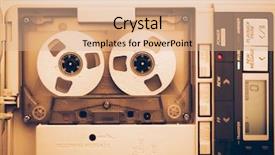  Presentation with audio - Audience pleasing theme consisting of vintage audio tape compact cassette backdrop and a coral colored foreground