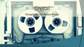 Presentation with audio tape - Theme with vintage audio tape compact cassette background and a cream colored foreground