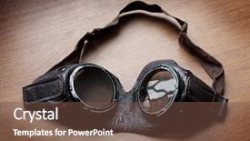  Presentation with vintage aviation - Presentation theme having vintage aviation - goggles background and a tawny brown colored foreground