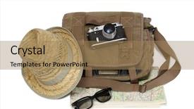  Presentation with old nautical vintage world map - Cool new slides with vintage bag and old camera backdrop and a coral colored foreground