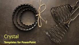  Presentation with baking vintage - Slide deck featuring vintage-baking-tin-cutters background and a tawny brown colored foreground