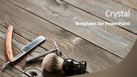  Presentation with barber shop - Cool new presentation design with vintage barber shop tools backdrop and a gray colored foreground