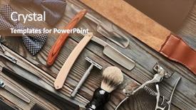  Presentation with barber - Colorful presentation enhanced with vintage barber shop tools backdrop and a coral colored foreground