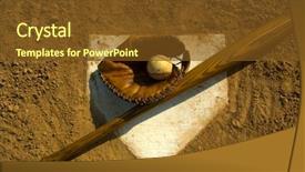  Presentation with vintage baseball - Beautiful PPT layouts featuring vintage baseball with bat backdrop and a tawny brown colored foreground