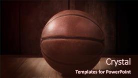  Presentation with basketball court - Theme having vintage basketball on a wooden background and a wine colored foreground