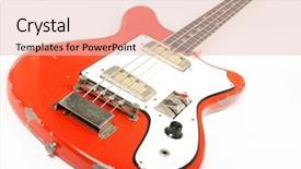  Presentation with bass guitar - PPT theme featuring vintage bass guitar isolated background and a lemonade colored foreground