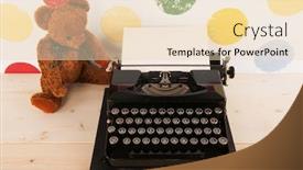  Presentation with black bear - Audience pleasing presentation design consisting of vintage bear and old black typewriter with blank paper backdrop and a lemonade colored foreground
