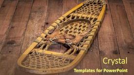 Presentation with barn wood - Slide set having vintage-bear-paw-snowshoe-against background and a tawny brown colored foreground