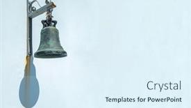  Presentation with metallic blue - Presentation design having vintage-bell-hanging-from-metallic background and a  colored foreground