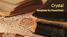  Presentation with manuscript - Amazing PPT theme having vintage bible with bookmark backdrop and a tawny brown colored foreground