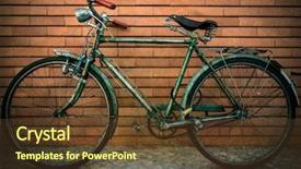  Presentation with vintage interior brick wall - Colorful presentation theme enhanced with vintage bicycle against a brick backdrop and a tawny brown colored foreground