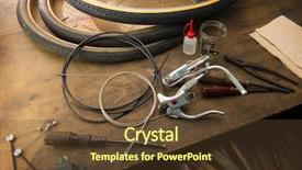  Presentation with tire - Cool new slides with inner workings - bicycle repair repairing or changing backdrop and a tawny brown colored foreground
