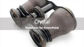  Presentation with parts - Cool new presentation theme with vintage binoculars with brass parts and leather exterior isolated on white with natural shadows backdrop and a gray colored foreground