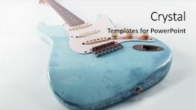  Presentation with electric guitar - Amazing slide deck having vintage blue guitar with worn backdrop and a white colored foreground