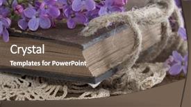  Presentation with vintage floral - Slide deck having vintage book in the floral background and a violet colored foreground
