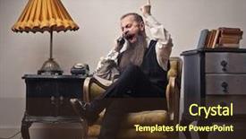  Presentation with angry - Audience pleasing PPT theme consisting of vintage book lamp - angry bearded man talking backdrop and a  colored foreground
