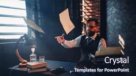  Presentation with writing education female writer - Slide deck having vintage book lamp - nervous breakdown writer throws handwritten background and a  colored foreground