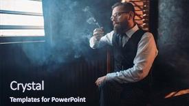  Presentation with smoking - Slide set enhanced with vintage book lamp - portrait of man sitting background and a wine colored foreground