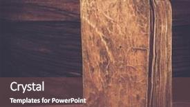  Presentation with vintage book - PPT theme with vintage book on a wooden background and a coral colored foreground