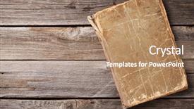 Presentation with vintage book - PPT theme consisting of vintage book on wooden background background and a coral colored foreground