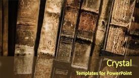  Presentation with books - Colorful theme enhanced with vintage books in a row backdrop and a tawny brown colored foreground