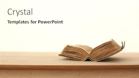  Presentation with books - Audience pleasing presentation theme consisting of old library archive reference - vintage books on wooden shelf backdrop and a white colored foreground