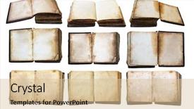  Presentation with books - Amazing PPT theme having vintage books set isolated backdrop and a lemonade colored foreground