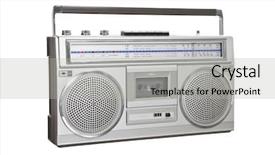  Presentation with boom box - Amazing presentation theme having vintage boom box blaster portable backdrop and a light gray colored foreground