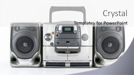  Presentation with tape recorder - Presentation design with vintage-boom-box-style-portable background and a white colored foreground