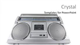  Presentation with tape recorder - Presentation theme featuring vintage-boombox-style-fm background and a white colored foreground