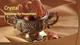  Presentation with date palm - Presentation theme featuring vintage bowl of dates background and a tawny brown colored foreground