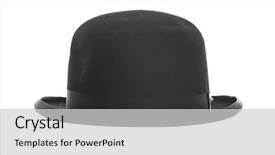  Presentation with black white vintage art - Cool new PPT layouts with vintage bowler hat isolated backdrop and a light gray colored foreground