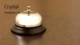  Presentation with hotel - PPT layouts consisting of vintage brass bell on hotel background and a coral colored foreground