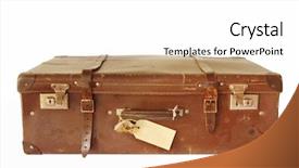  Presentation with brown leather - PPT layouts enhanced with vintage brown leather suitcase isolated background and a white colored foreground