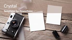  Presentation with vintage floral frames - Colorful presentation theme enhanced with vintage camera and blank photo backdrop and a coral colored foreground