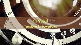  Presentation with lens - PPT theme consisting of vintage camera lens close-up background and a tawny brown colored foreground