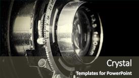  Presentation with lens - Presentation theme with vintage camera lens close-up background and a dark gray colored foreground