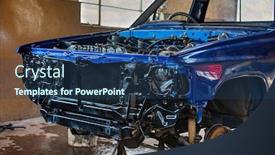  Presentation with rebuild - Cool new PPT theme with vintage-car-rebuild-panel-beating backdrop and a ocean colored foreground