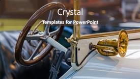  Presentation with vintage car - Audience pleasing PPT layouts consisting of vintage-car-retro-technology-background backdrop and a tawny brown colored foreground