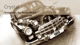  Presentation with vintage car - Presentation design with vintage-car-sepia background and a coral colored foreground