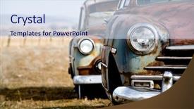  Presentation with vintage car - Colorful slides enhanced with vintage car - two abandoned vintage cars in rural wyoming backdrop and a sky blue colored foreground