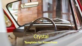  Presentation with vintage car - Presentation design having chocolates border isolated on white background and a  colored foreground.