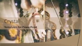  Presentation with vintage retro - Audience pleasing presentation design consisting of vintage-carousel-white-horses-retro backdrop and a coral colored foreground