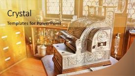  Presentation with cash - Presentation theme consisting of vintage cash register background and a yellow colored foreground