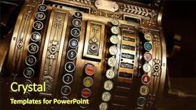  Presentation with cash - PPT layouts enhanced with vintage cash register background and a wine colored foreground