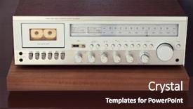 Presentation with cassette - Audience pleasing theme consisting of vintage cassette deck stereo receiver backdrop and a tawny brown colored foreground