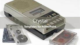  Presentation with tape recorder - Presentation theme enhanced with vintage-cassette-tape-recorder-isolated background and a gray colored foreground