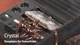 Presentation with tape recorder - Theme having vintage cassette tape recorder background and a tawny brown colored foreground